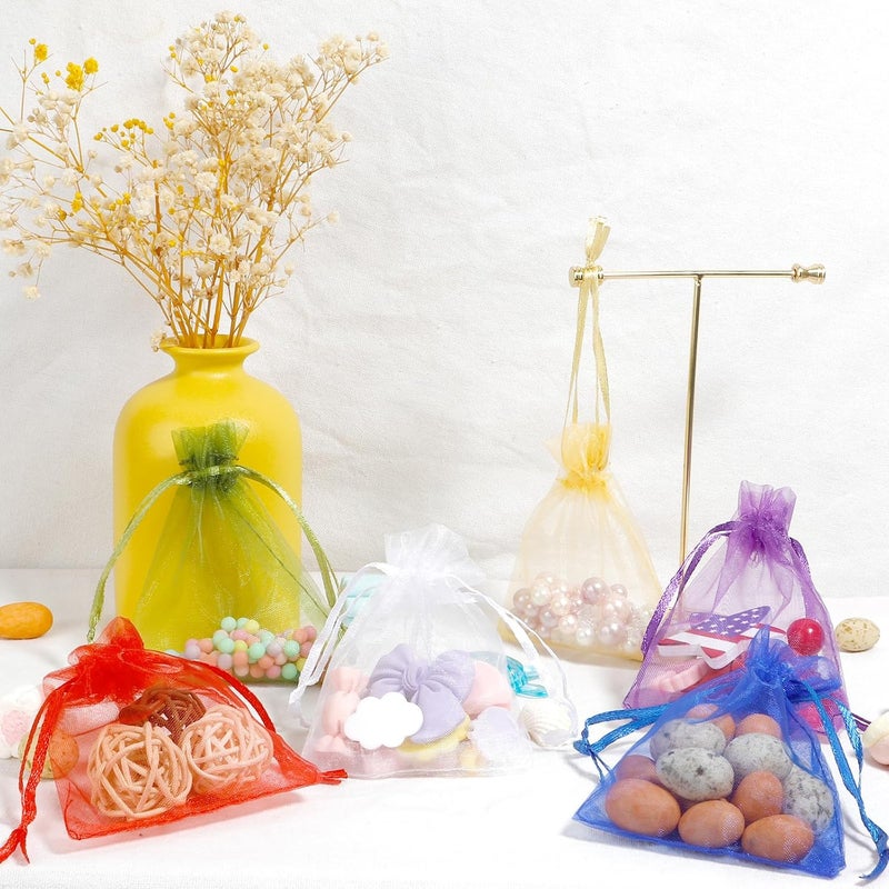 BOEIAC Organza Bags, Sheer Organza Bag, 50Pcs,Small Organza Bags with Drawstring 3 x 4 inch, Jewelry Gift Bags, Mesh Party Wedding Favor Bags Mini Candy Bags for Christmas Party, Mix Color - Image 5